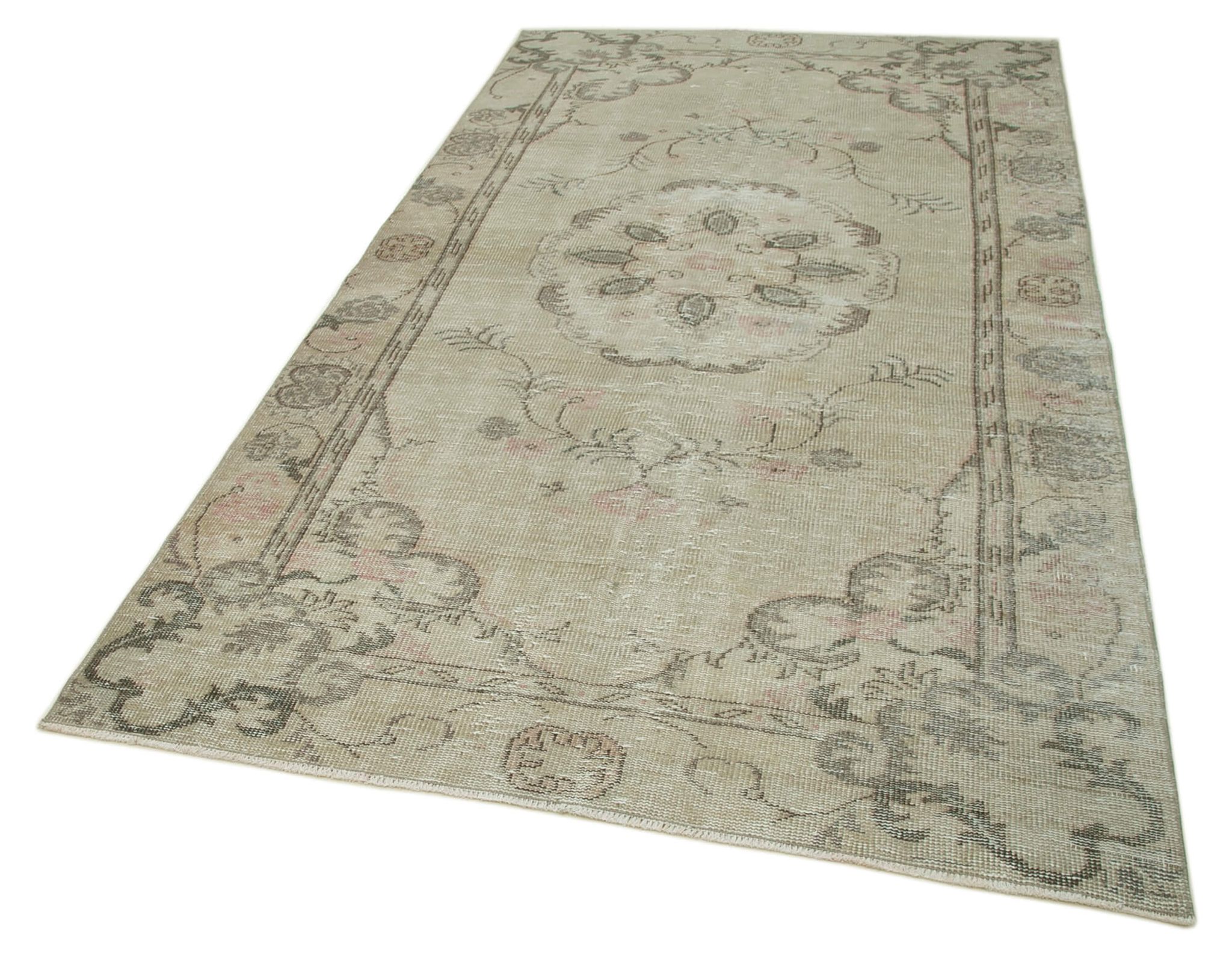 Tapis beige turc antique noué à la main 155 cm x 273 cm