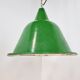 Large vintage industrial green enamel pendant lights, 1960s