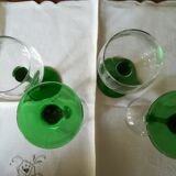 4 engraved Alsace wine glasses green feet