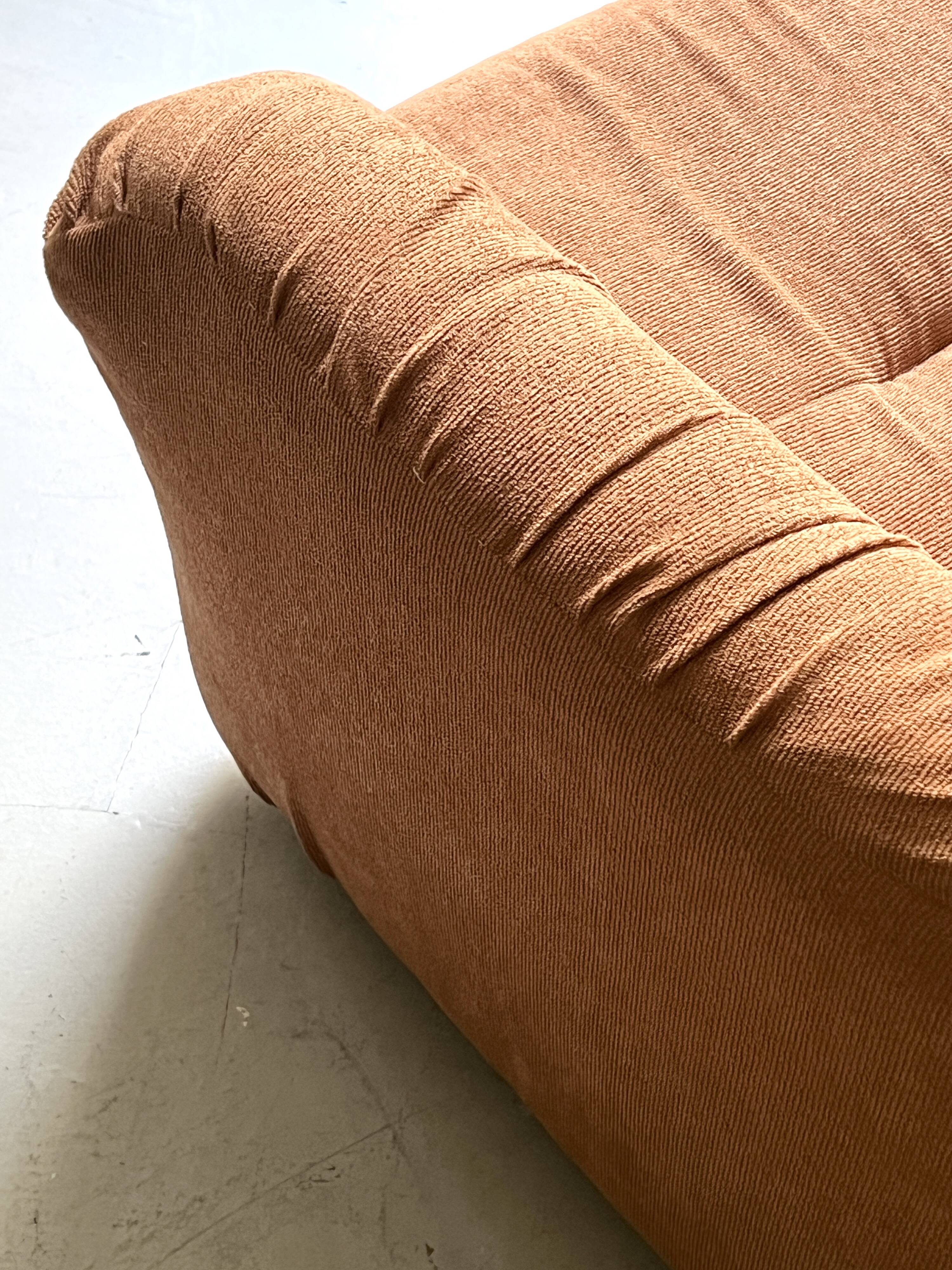 Club armchair in short terracotta velvet, Steiner Paris France 1970