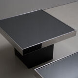 Set of 3 low tables in black mirror Cidue