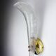 Pair of Murano frosted glass leaf sconces, gilt brass, Italy, 1970s