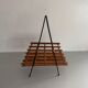 Mid-century black metal and wicker magazine rack, 1960, Germany