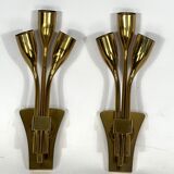Lumi Milano, Mid-Century Modern pair of Italian brass sconces from 60s