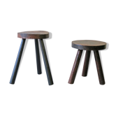 Pair of tripod farm stools