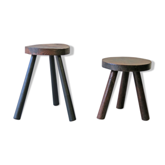 Pair of tripod farm stools