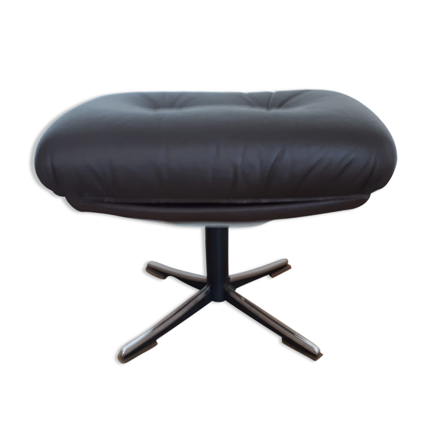 Leather pouf, Germany, 70s