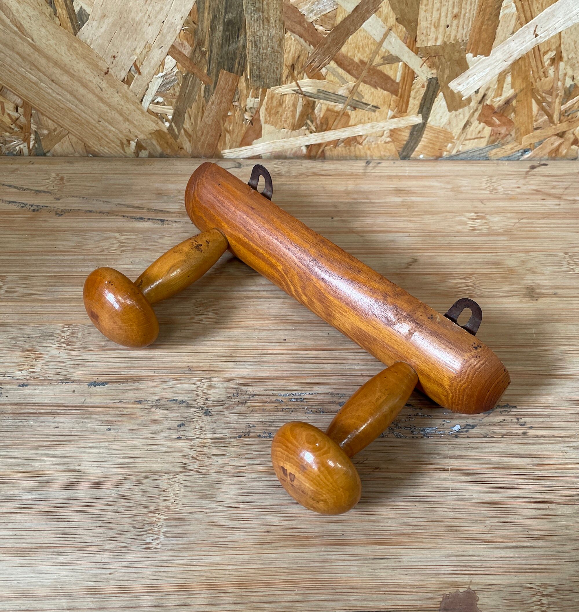 Wooden wall coat rack
