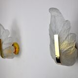 Pair of "leaf" wall lamps by Carl Fagerlund, Murano glass, Germany, 1970