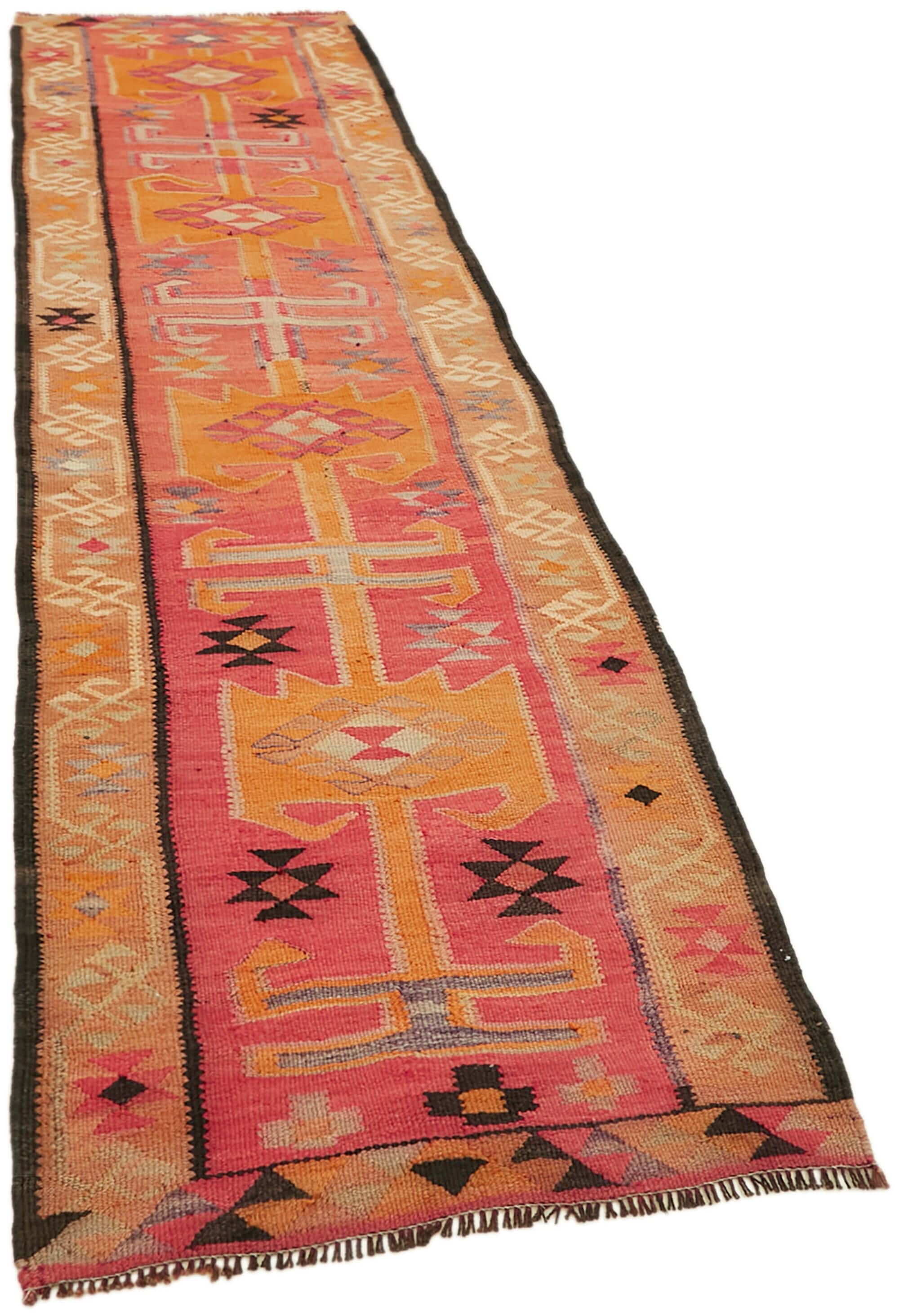 Turkish Handwoven Vintage Herki Kilim 82 cm x 312 cm