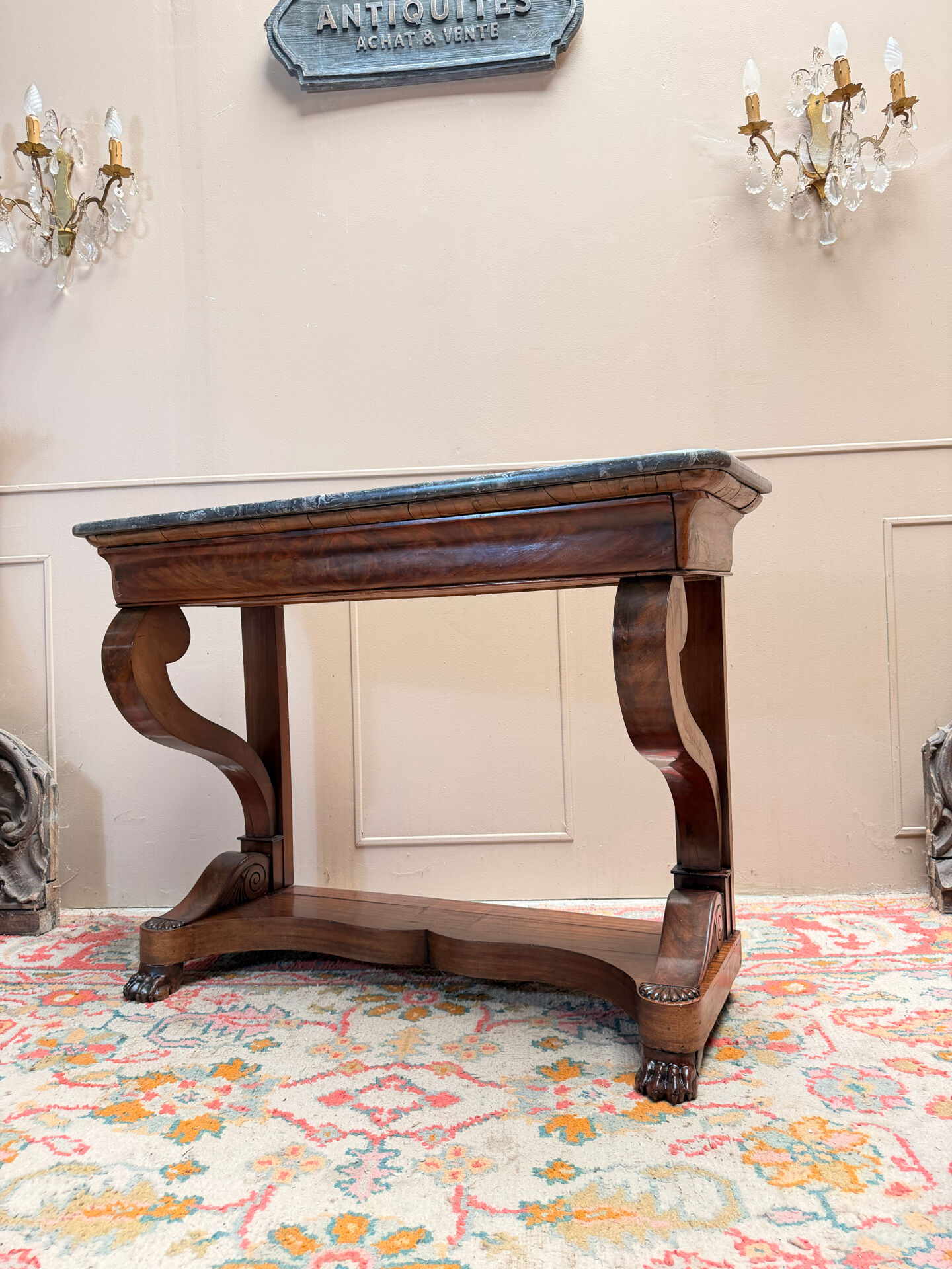 CONSOLE IN MAHOGANY FROM THE RESTORATION PERIOD 19TH CENTURY