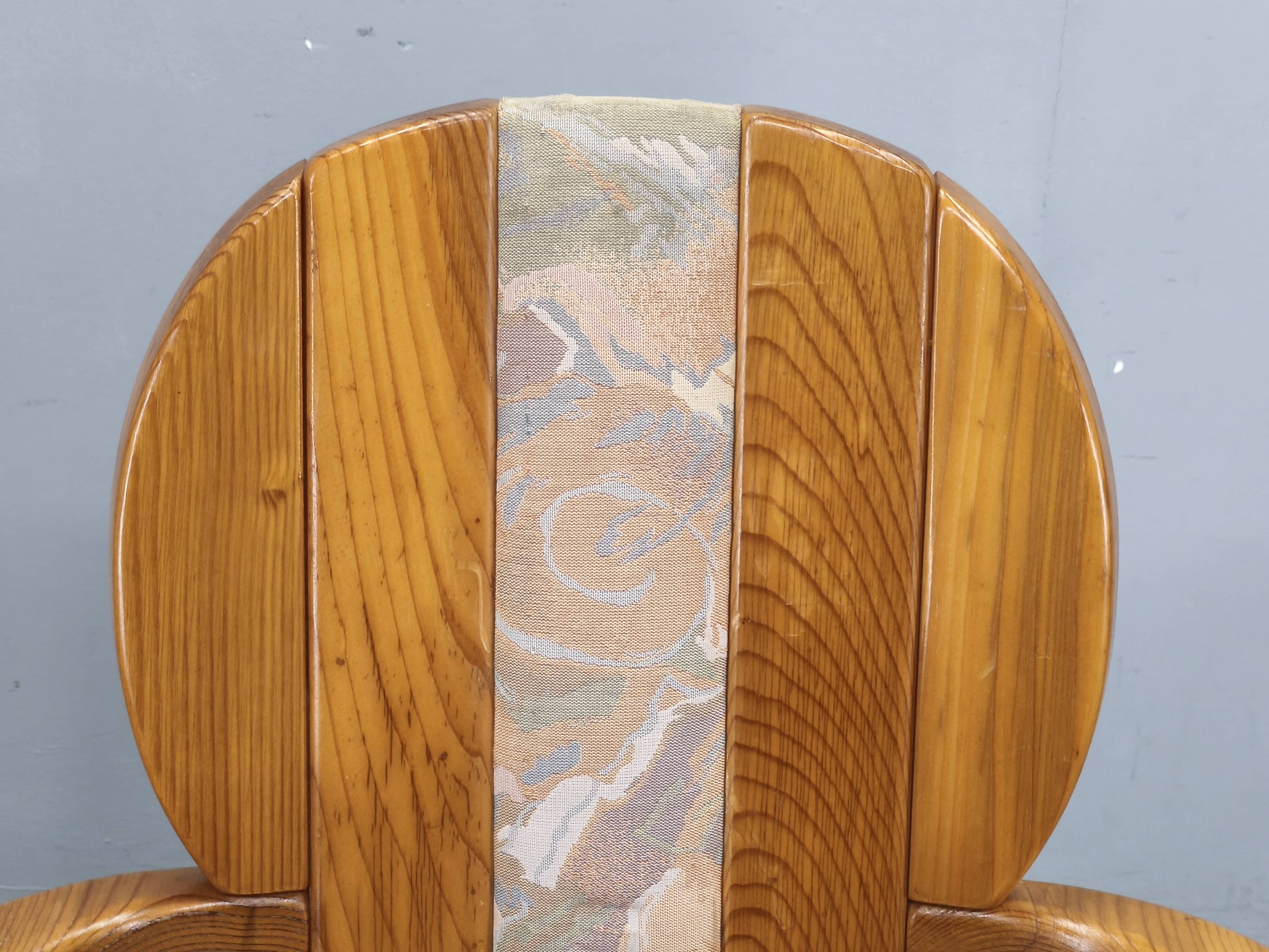 Set of 8 Czech Postmodern Pine Dining Armchairs, 1970s