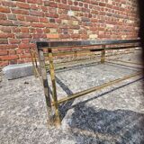 Vintage table basse chrome et laiton dore