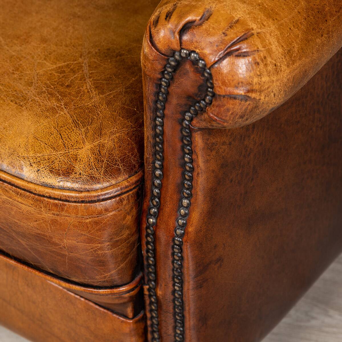 Vintage 20thc pair of dutch leather club chairs c.1980