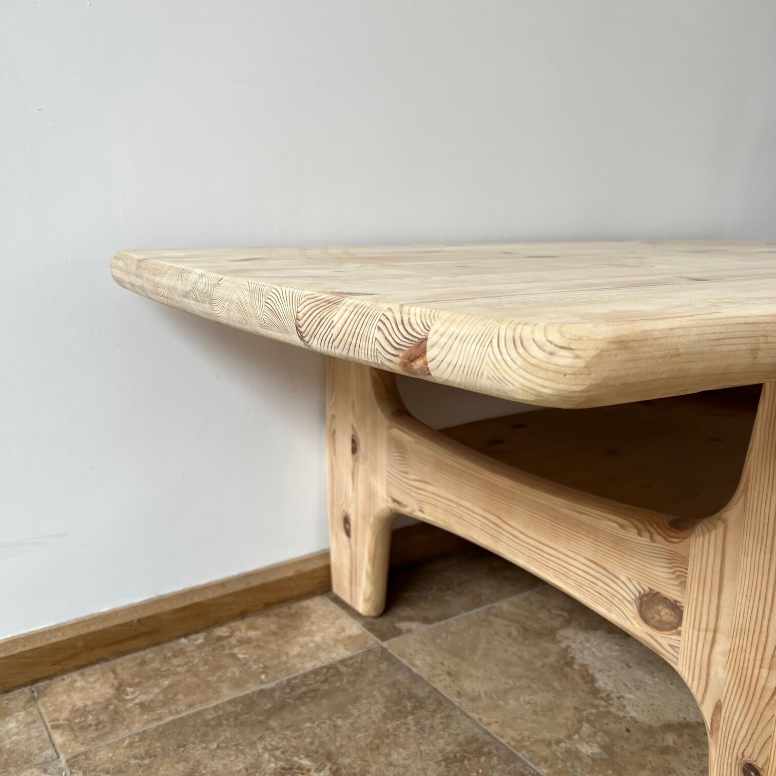 Danish mid-century free form pine coffee table