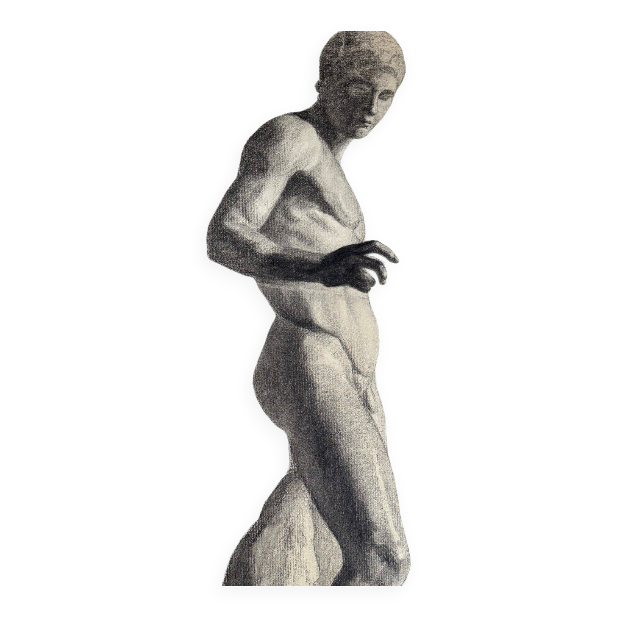 Academic nude charcoal drawing in Antique by Berger dit Lheureux Biloul
