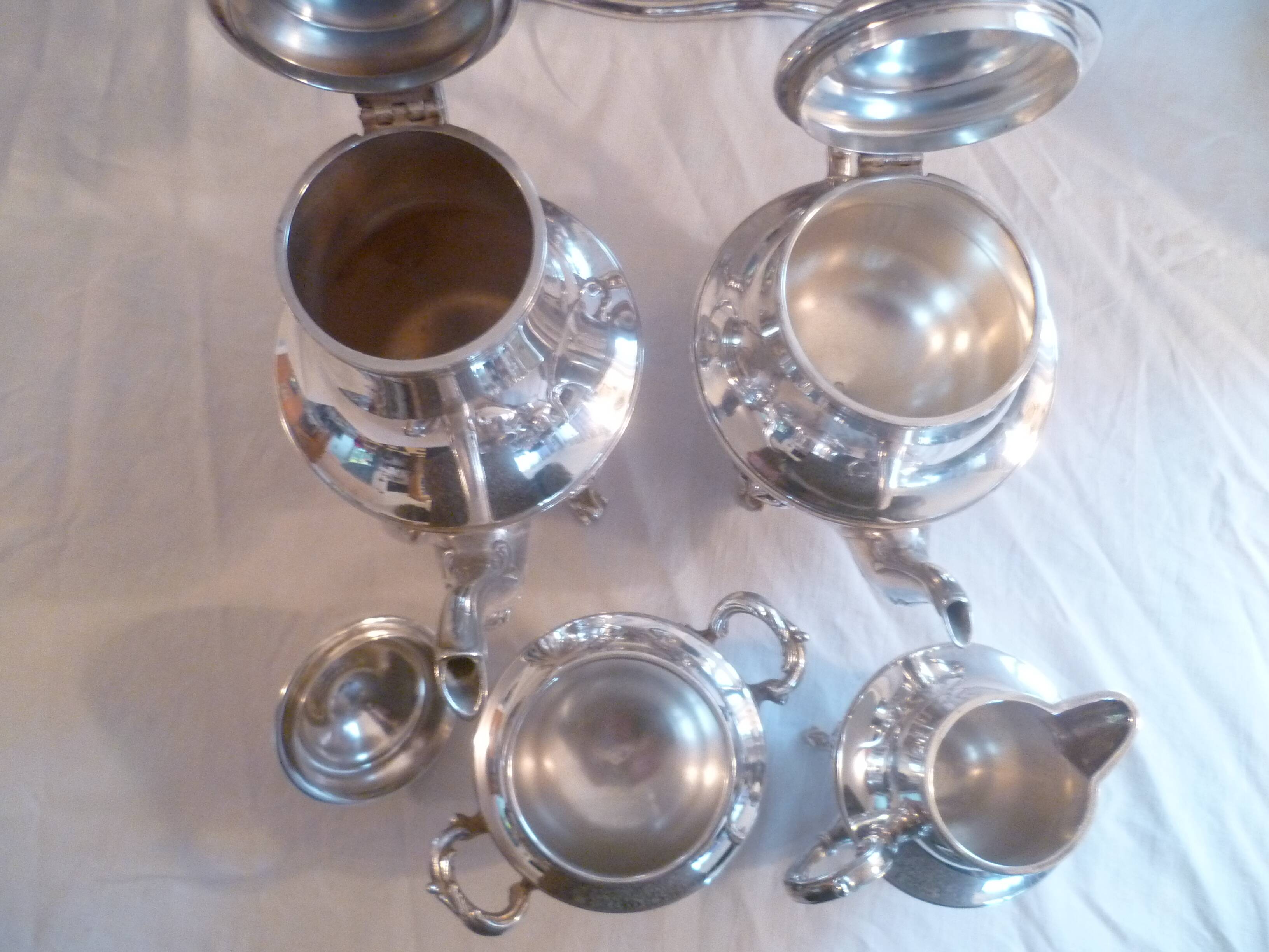 Service a cafe/the 5 pieces met.argente quadripode styl louis xv