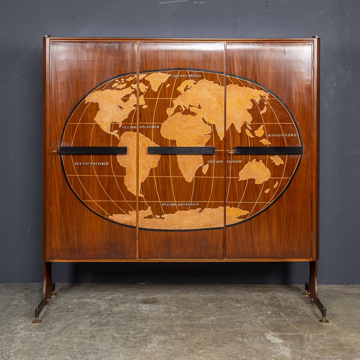 20thc italian stylised "map of the world" cabinet c.1950