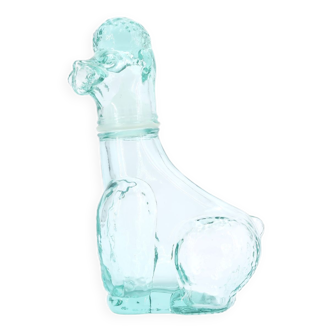 Bouteille, flacon en verre en forme de chien caniche, années 70
