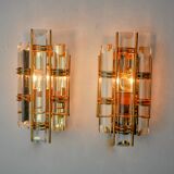 Pair of Venini wall lamps, half-moon glass, murano, Italy 1970
