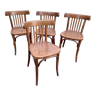 Lot de 4 chaises boistrot café bois courbé 1970
