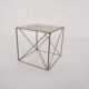 Rare metal and glass side table by Max Sauze, Isocele, France 1960's