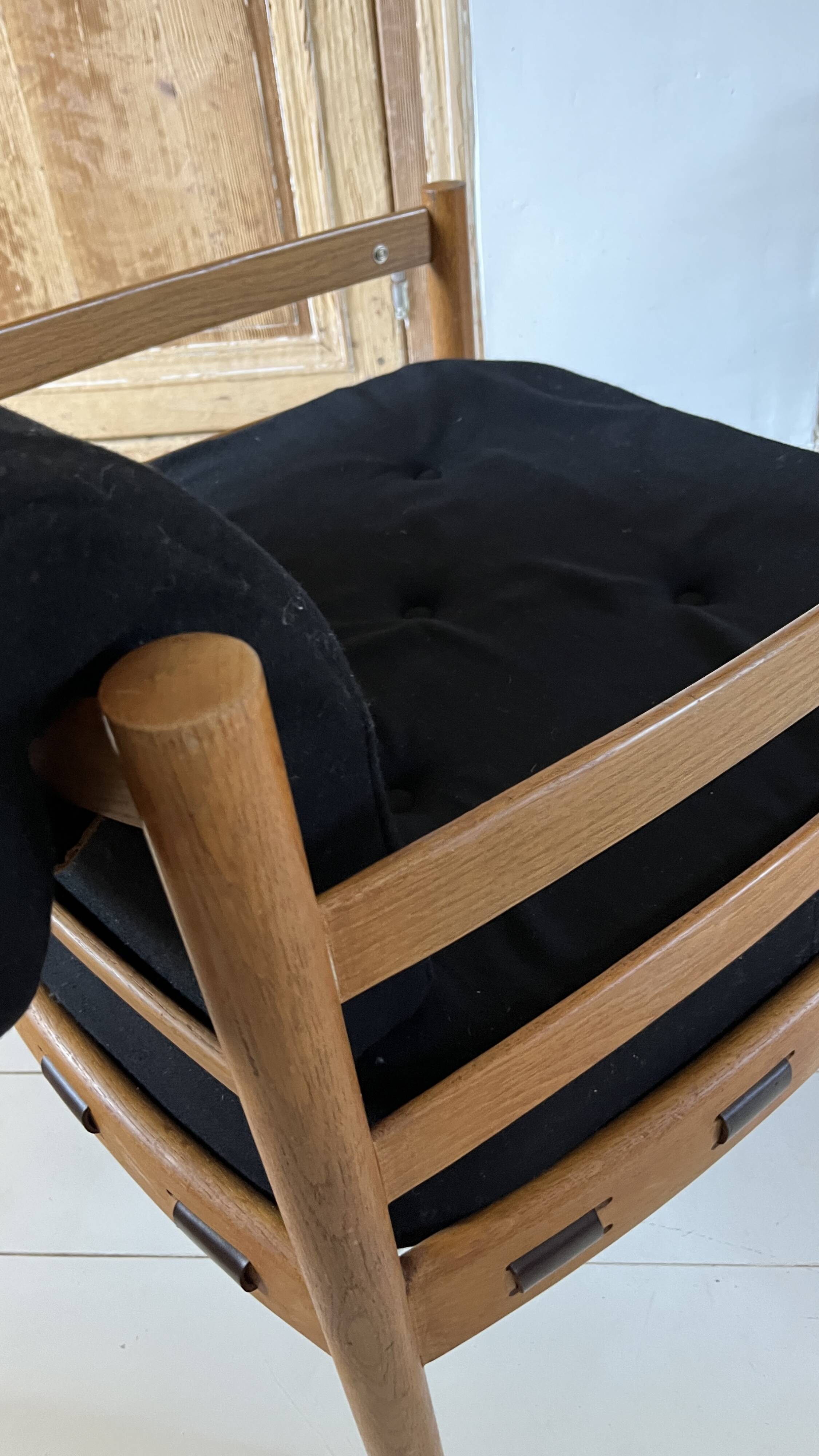 Scandinavian lounge chair COJA in wood and leather, 1960s