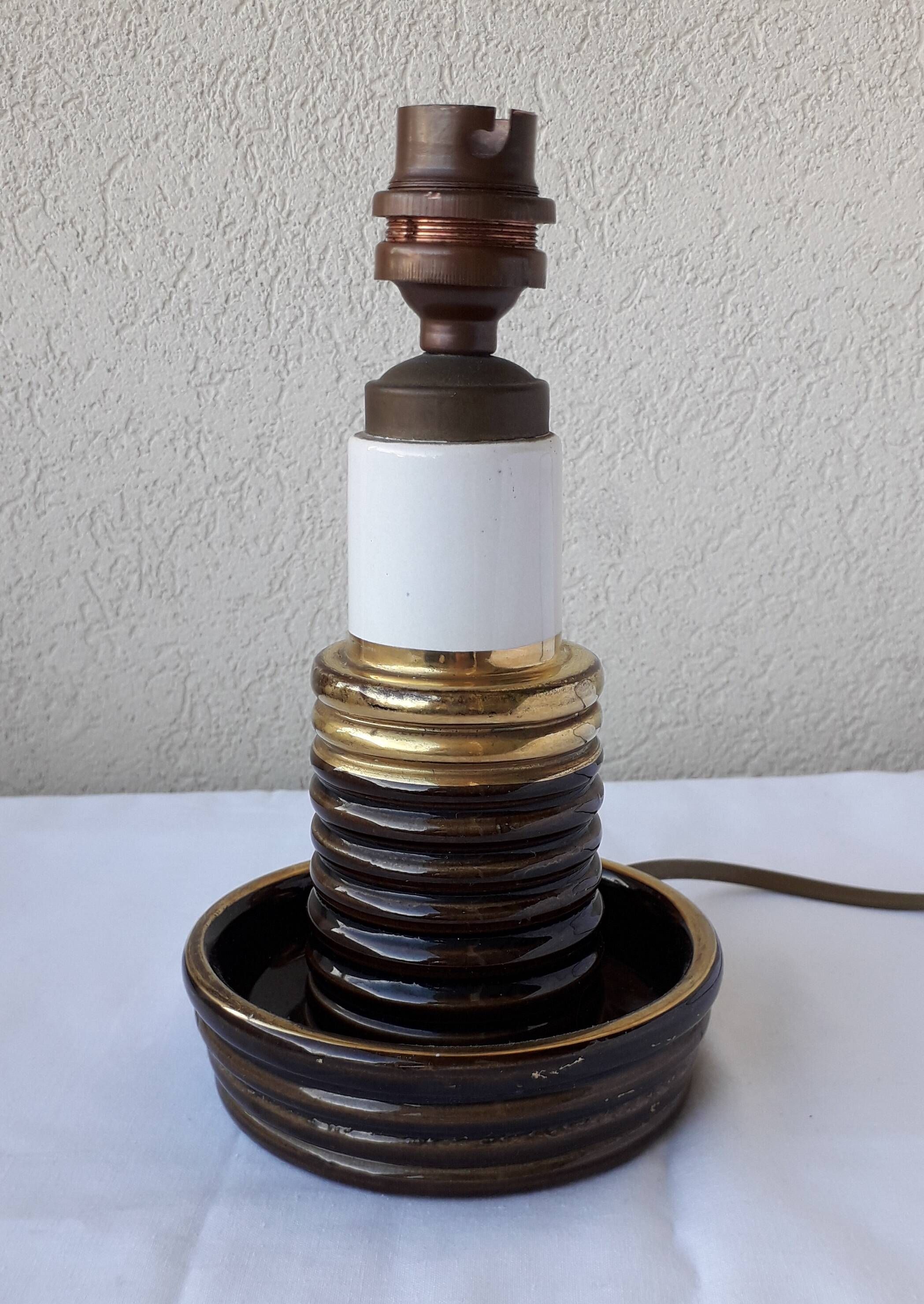 Pied de lampe en céramique forme bougeoir