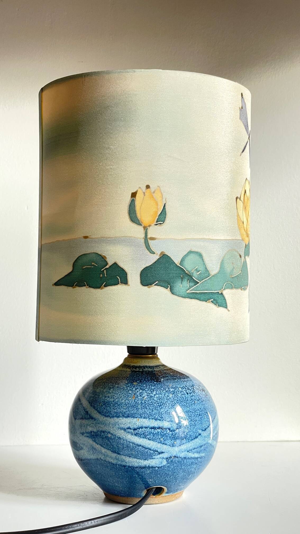 Vintage ceramic and silk ball lamp