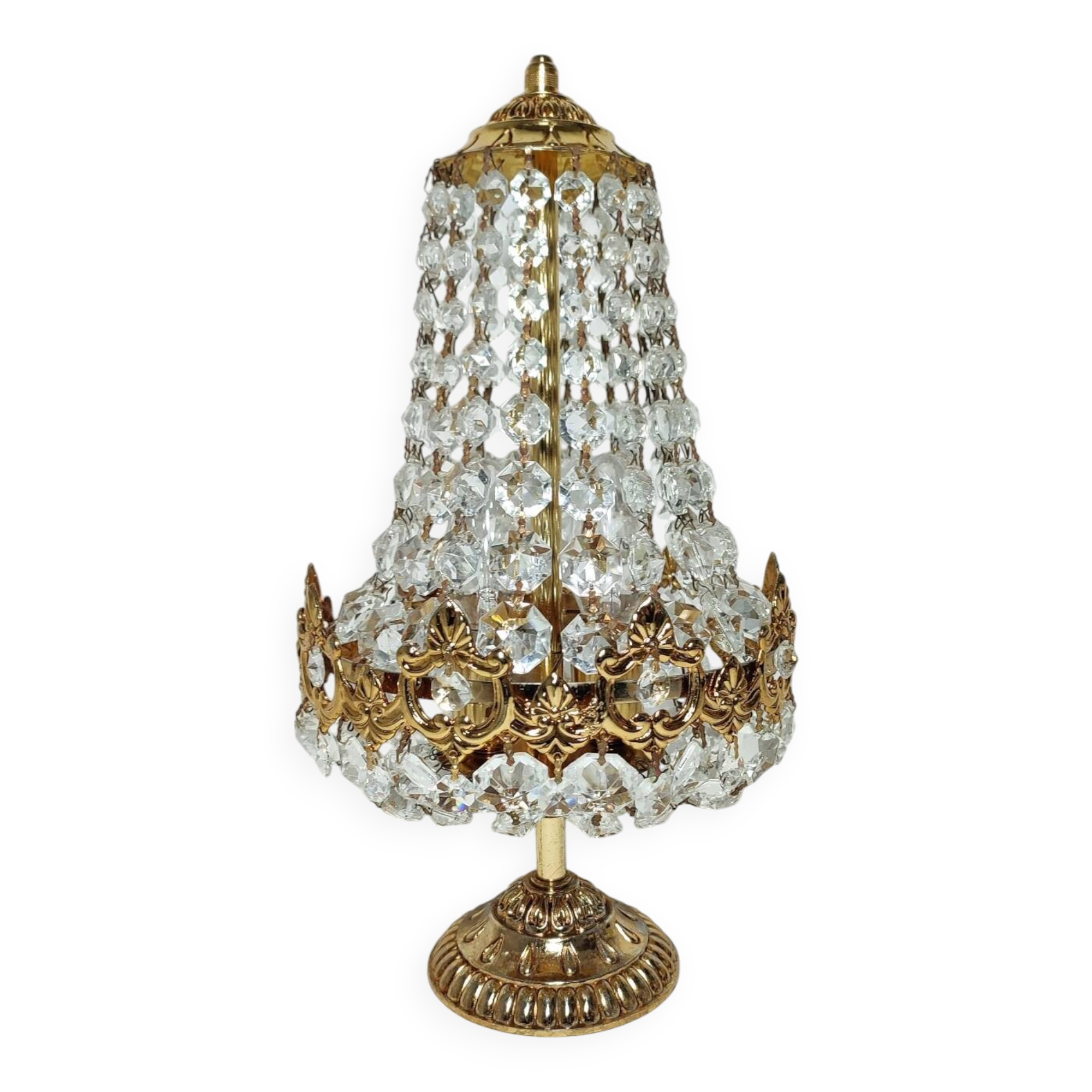 Lámpara de mesa de cristales. España, 1970s.