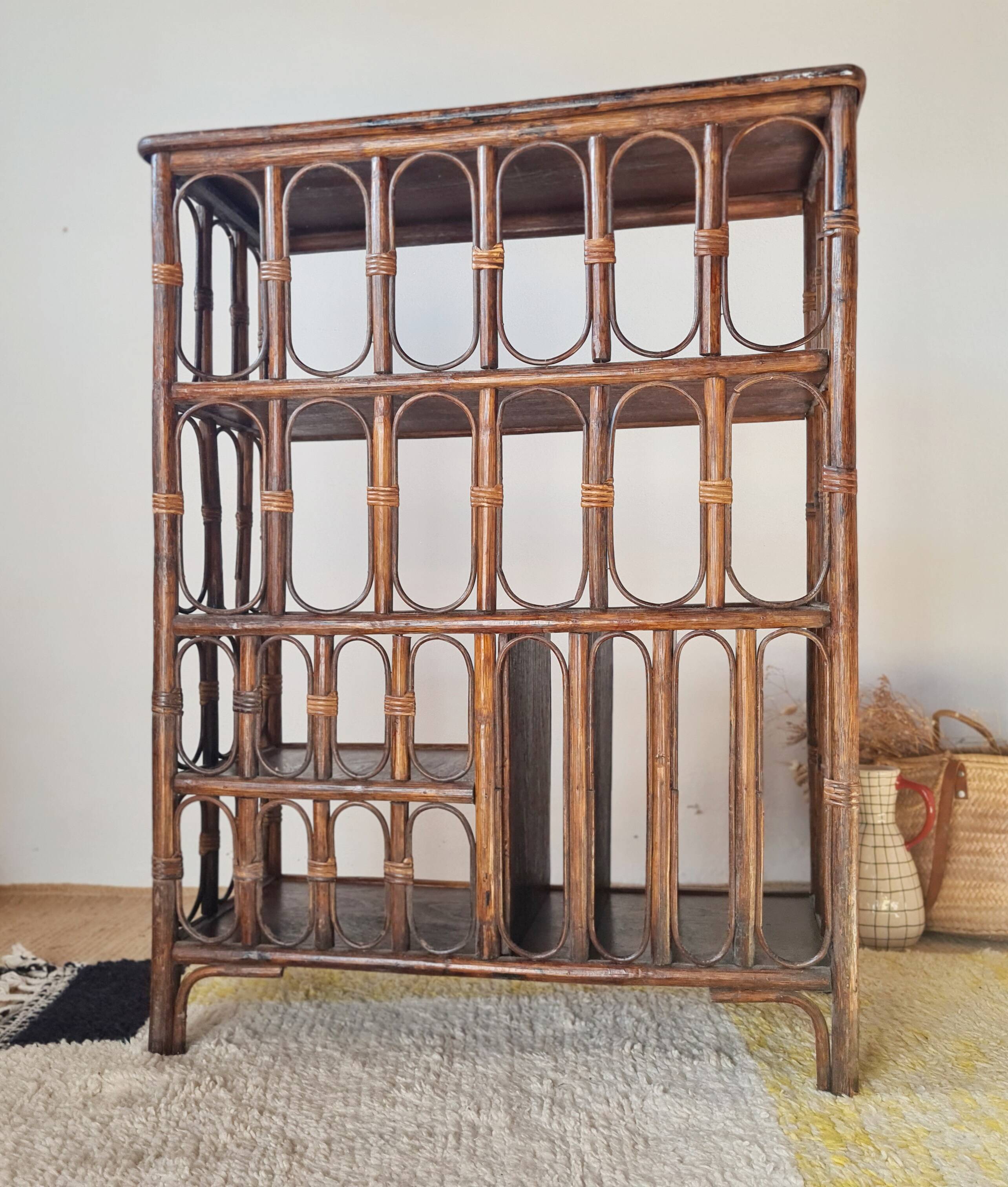 Rattan bookshelf shelf