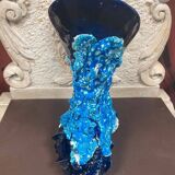 Large ceramic vase fatlava sea foam signed Vallauris