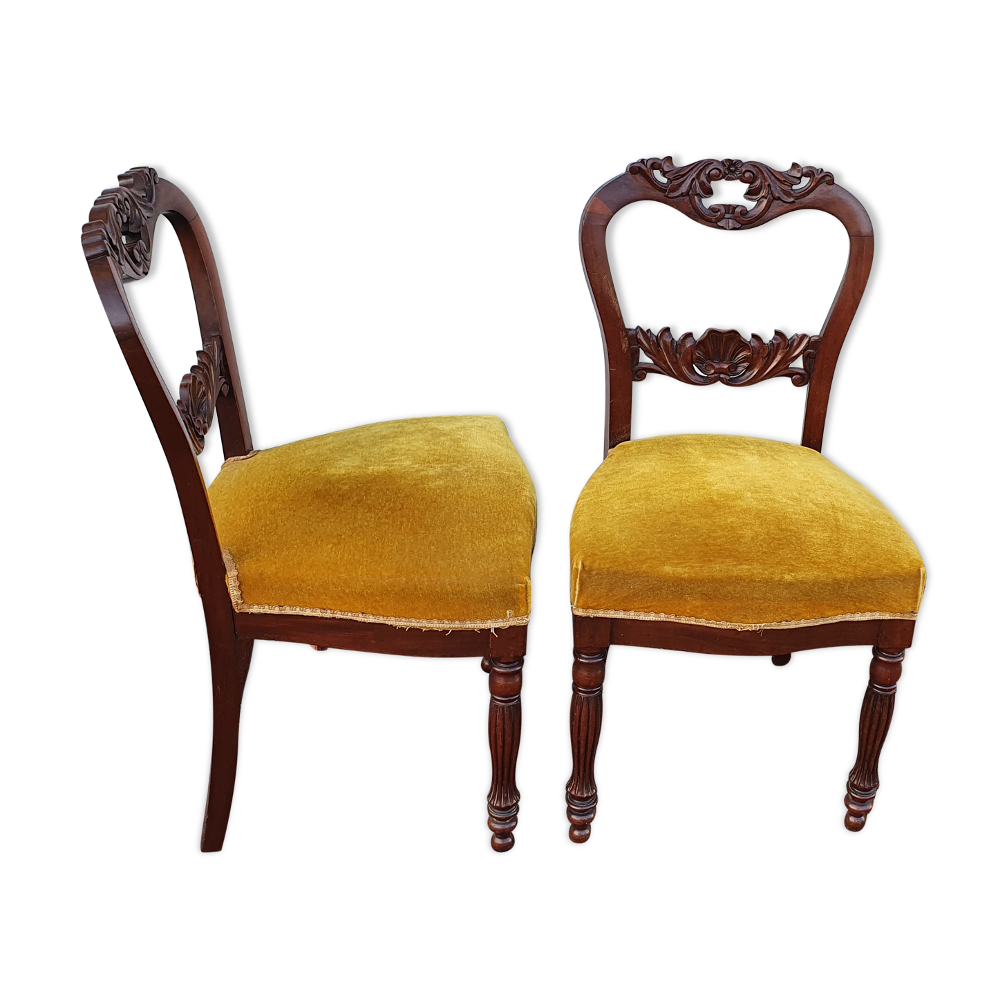 Chaises acajou et velours début XXéme