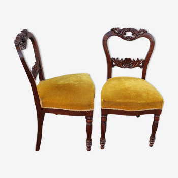 Mahogany and velvet chairs early twentieth century