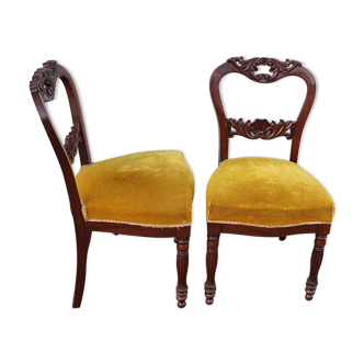 Mahogany and velvet chairs early twentieth century