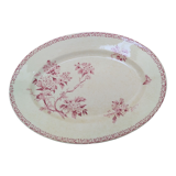 Oval plate in iron earth Gien model Pink Hawthorn