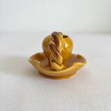 Mustard ceramic candle holder with vintage twisted handle