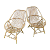 Pair of vintage rattan armchairs