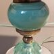 Pair of green opaline bedside lamps, venice glass and gilded brass Italy 1940.