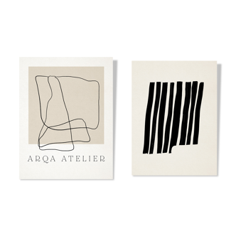 Pair of giclee prints. Abstract wall art set of two, A3