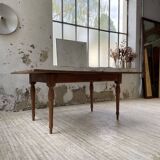 Walnut farmhouse table with swivel and extendable top