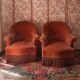 Pair of pink velvet tub chairs