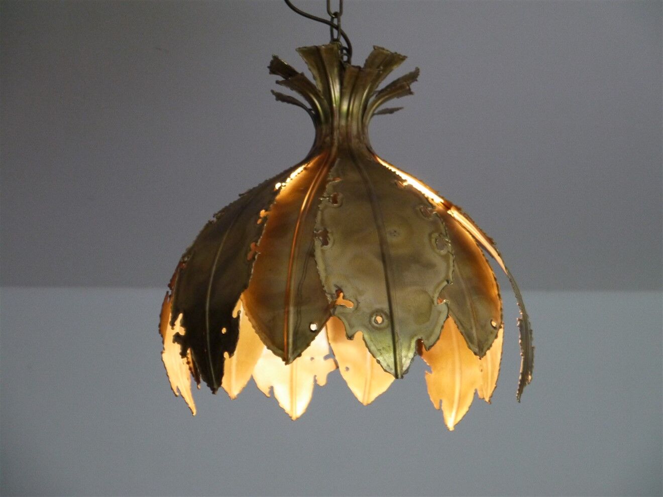 Danish brutalist brass suspension of Sven Holm Sorensen 1960