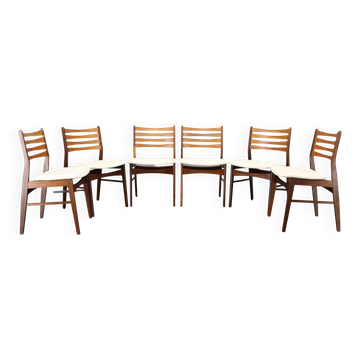 Ensemble de six chaises de salle à manger en teck danois des années 1960, Danemark.