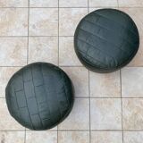 Two poufs or pieces of sofas in leather patchwork
