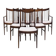 Set of six wooden dining chairs Arne Vodder Model No 422 with fabric upholstery.