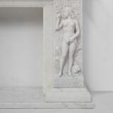 French Carrara marble fire place with Adam and Eve decoration