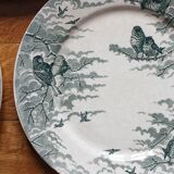4 dessert plates in iron earth model "Snow" U&C Sarreguemines late nineteenth early twentieth century