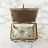 Antique rectangular jewelry box decorated with a landscape of Hendaye