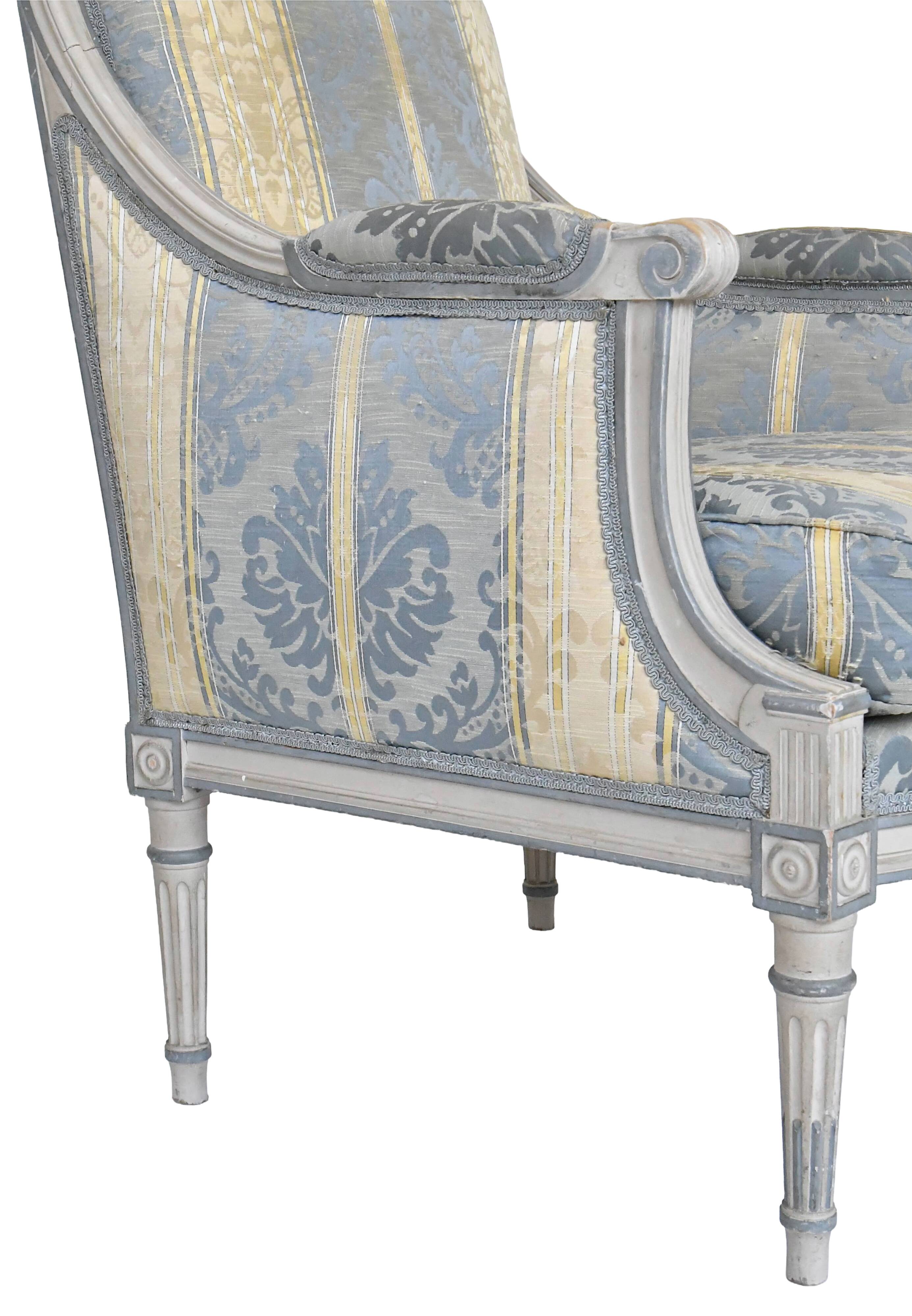 Set of 4 Louis XVI style bergère armchairs